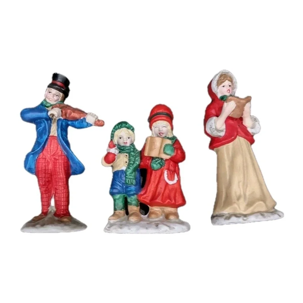 Vintage Russ Berrie Porcelain Christmas Carolers Choir Set 3 Village...